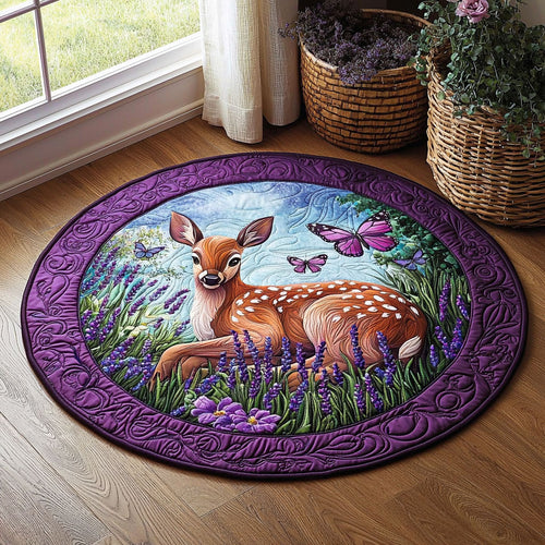 Deer In Lavender Garden QA0312010CL Quilted Round Mat