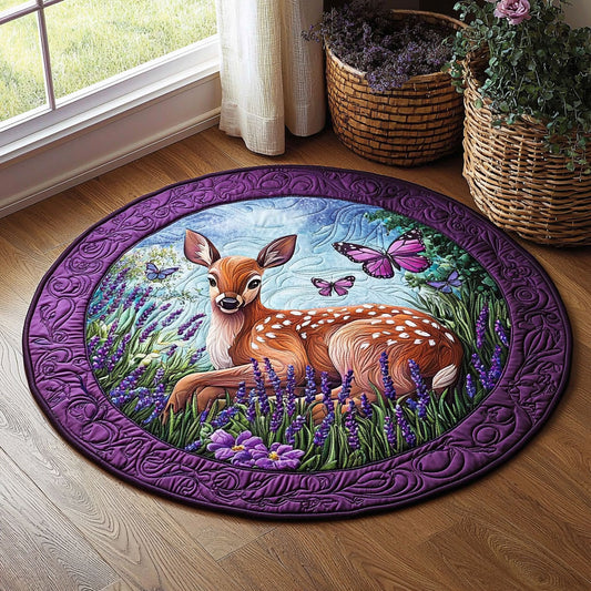Deer In Lavender Garden QA0312010CL Quilted Round Mat