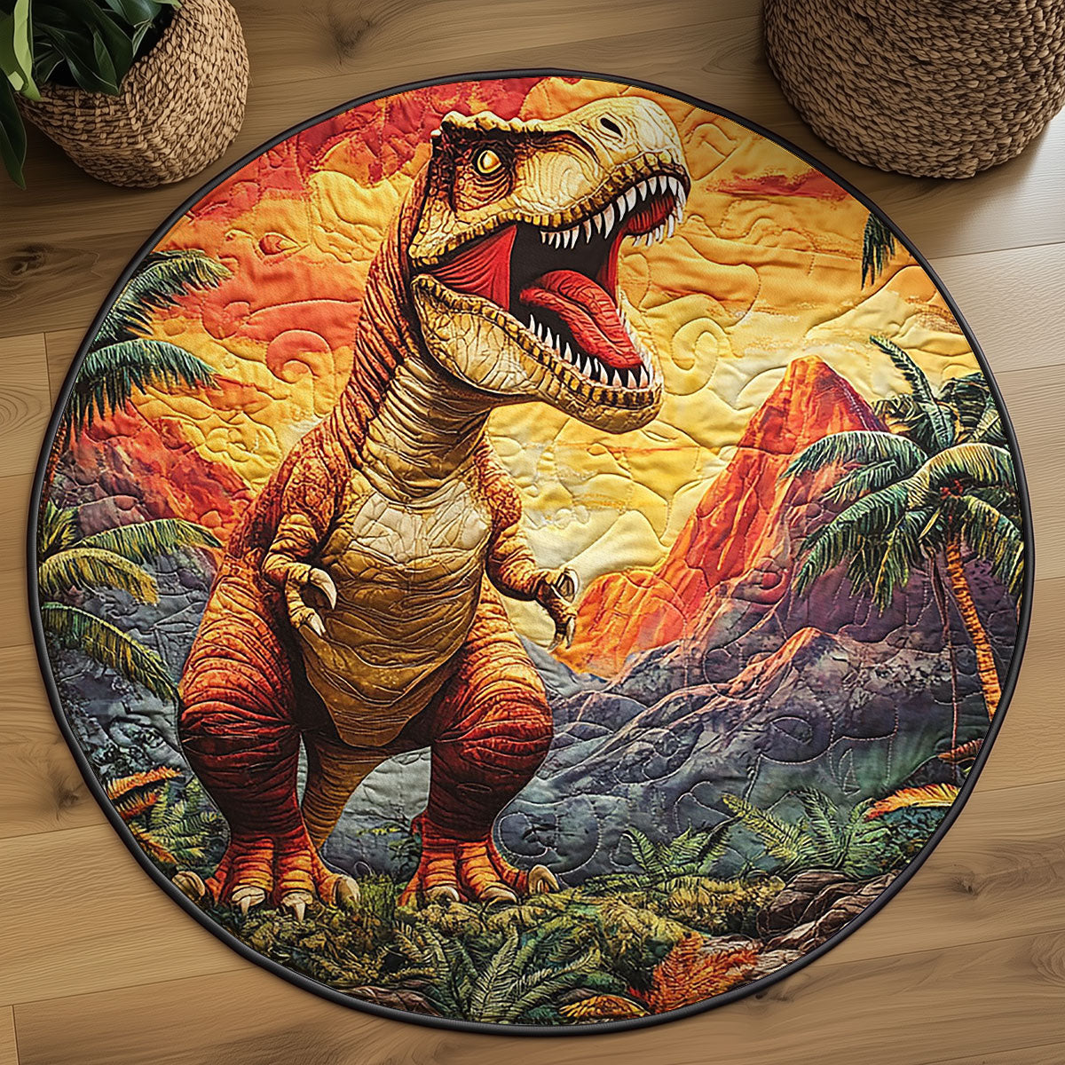 T-Rex Dinosaur WJ0204027CL Quilted Round Mat