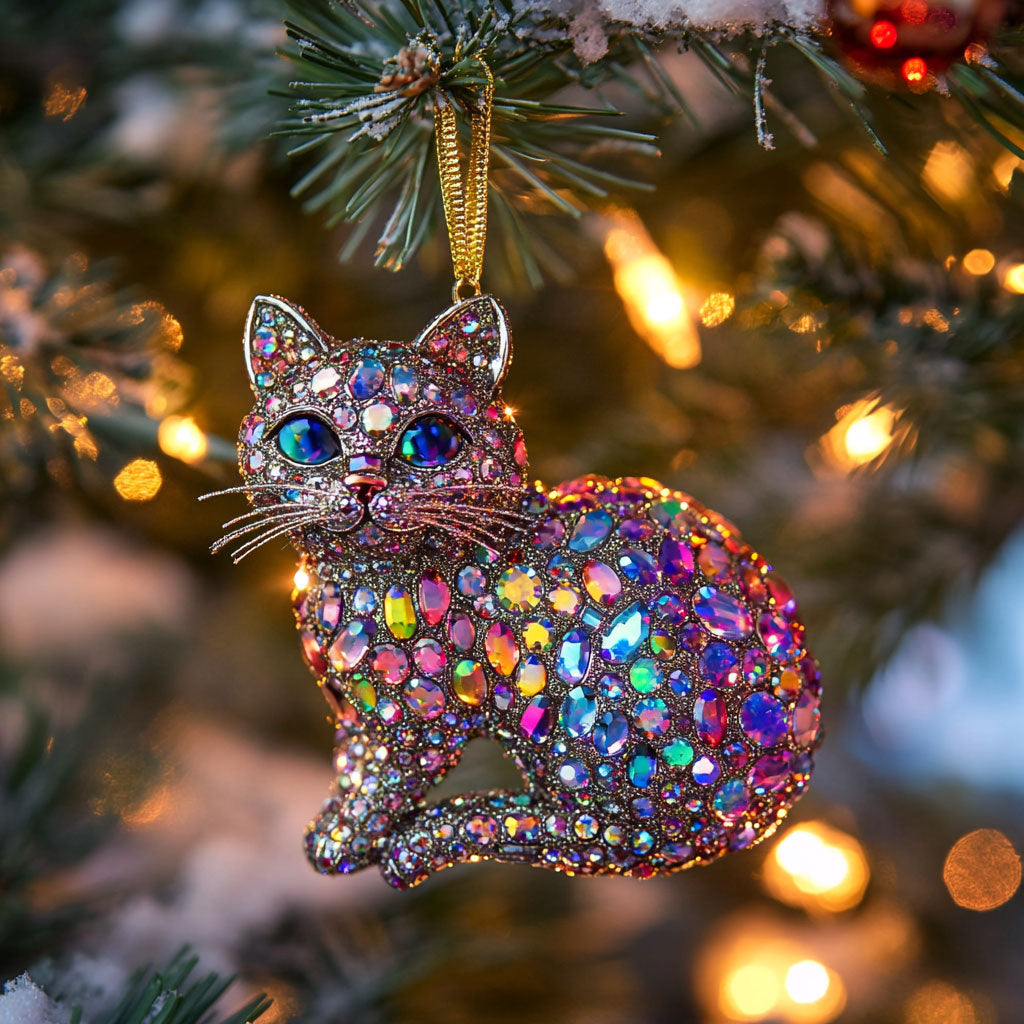 Cat Mystic Gems WN0812018CL Christmas Ornament