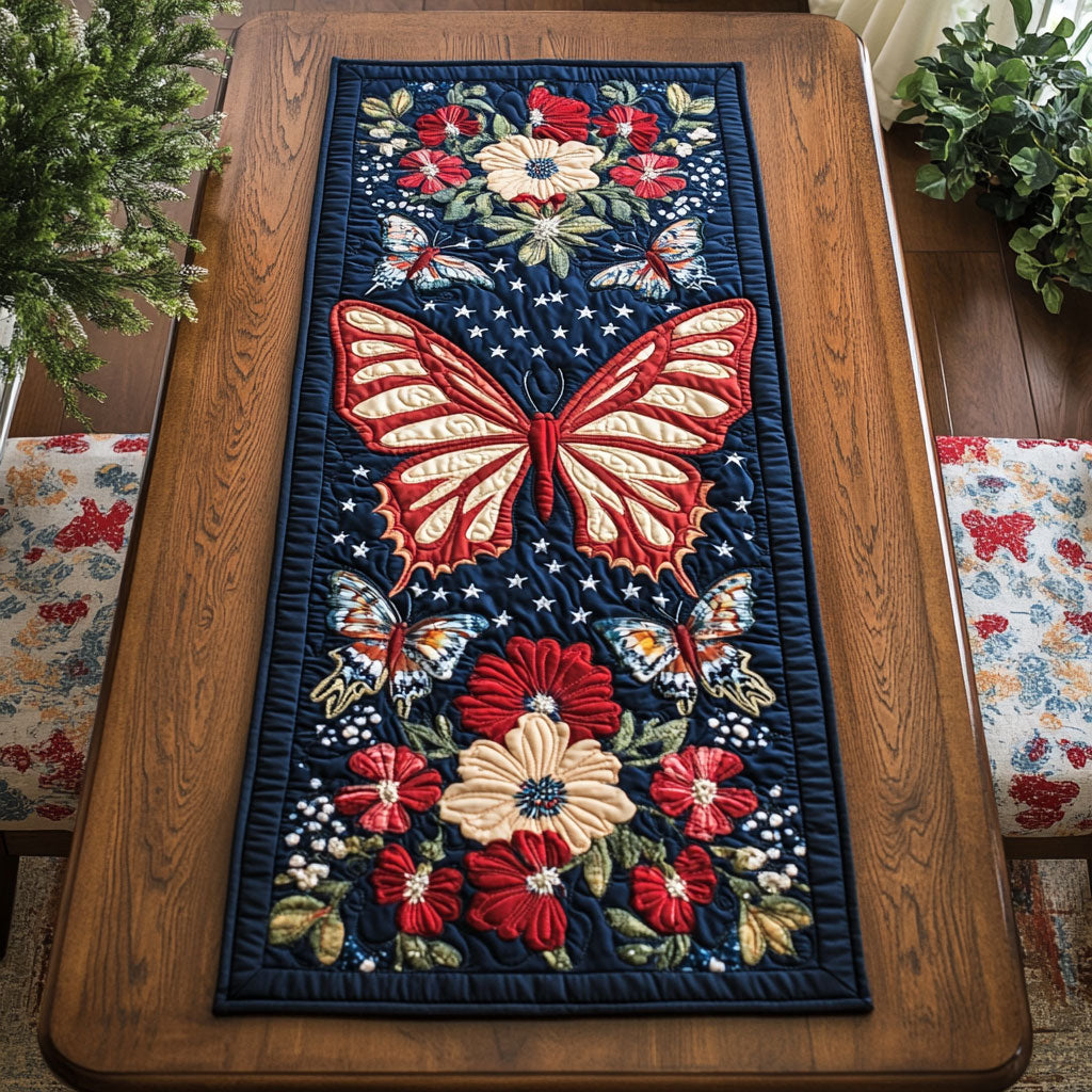 Patriotic Butterfly WJ1106028CL Quilted Table Runner