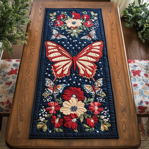 Patriotic Butterfly WJ1106028CL Quilted Table Runner