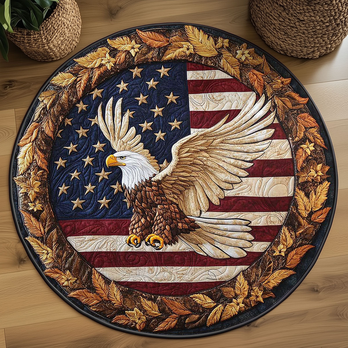 Bald Eagle Freedom WN1305042CL Quilted Round Mat