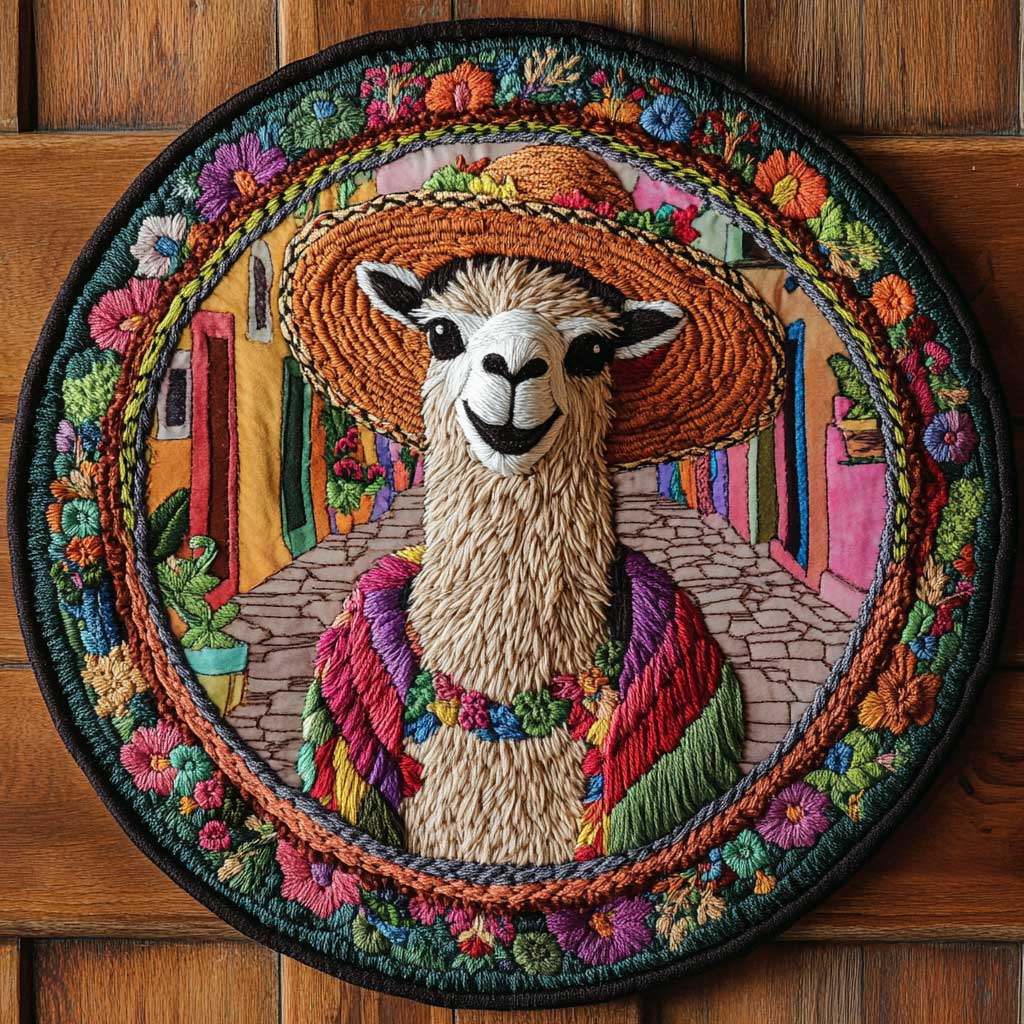 Llama Parade WN1205060CL Quilted Round Mat