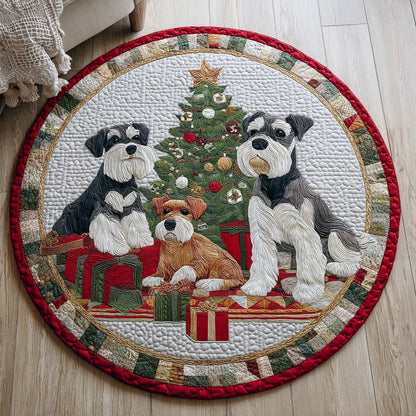 Holiday Schnauzers XR0611011CL Quilted Round Mat