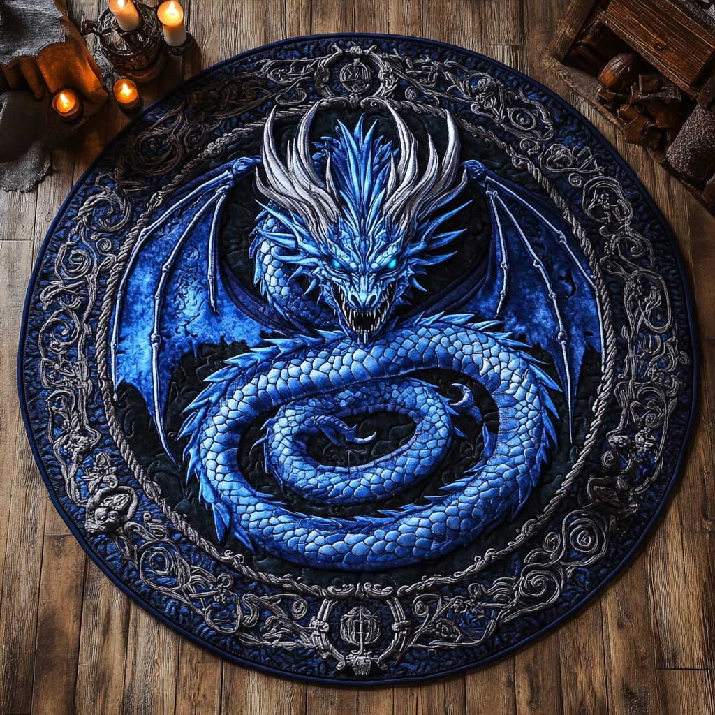 Runic Dragon WN2305056CL Quilted Round Mat