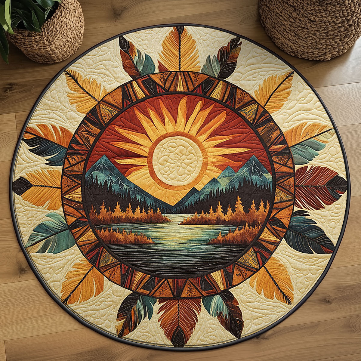 Sacred Sun WJ2406032CL Quilted Round Mat