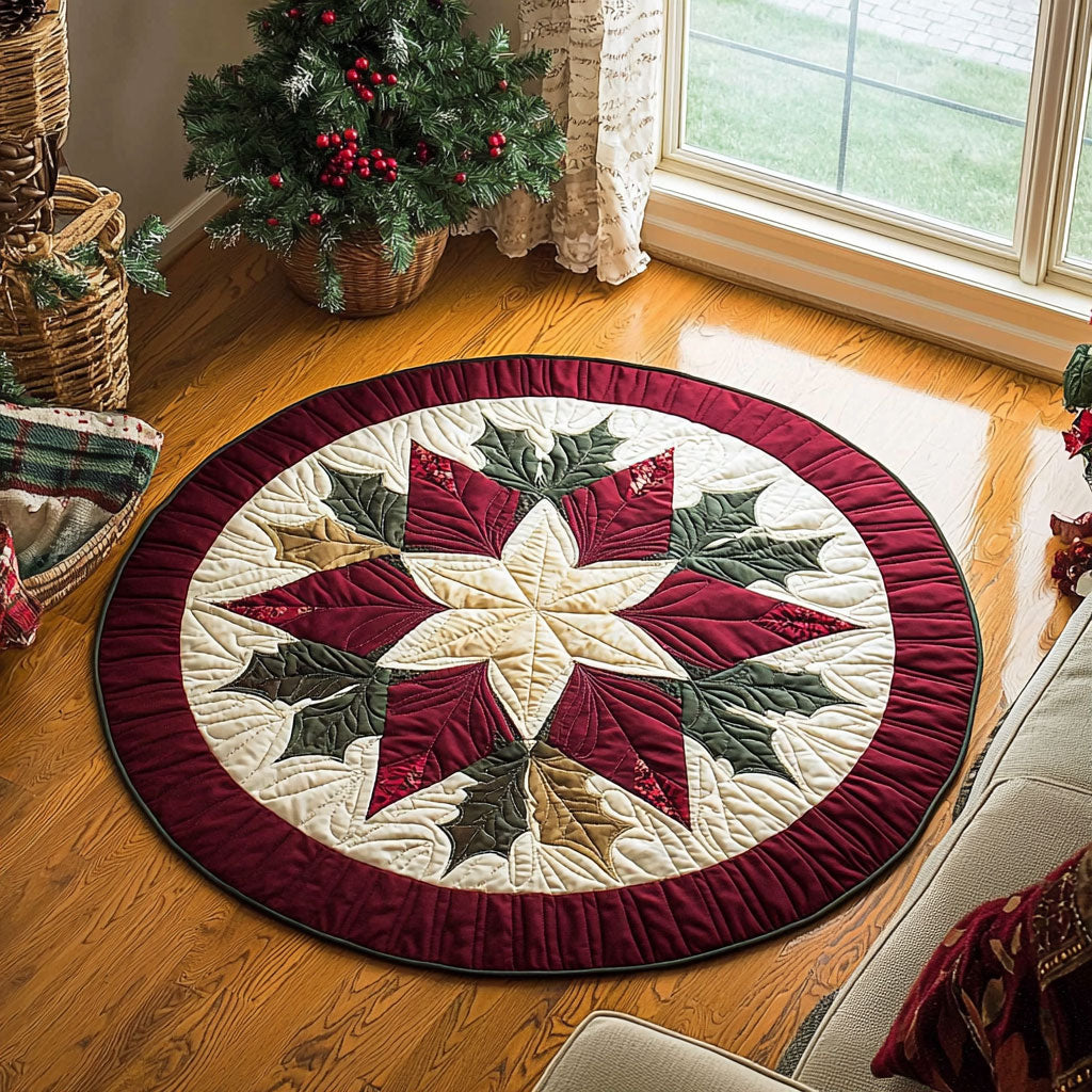 Geometric Poinsettia QA2711027CL Quilted Round Mat