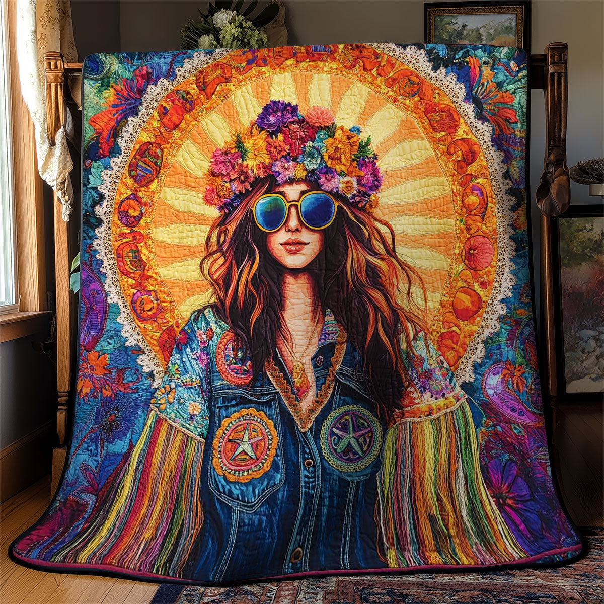 Groovy Hippie Girl WN1102043CL Quilt