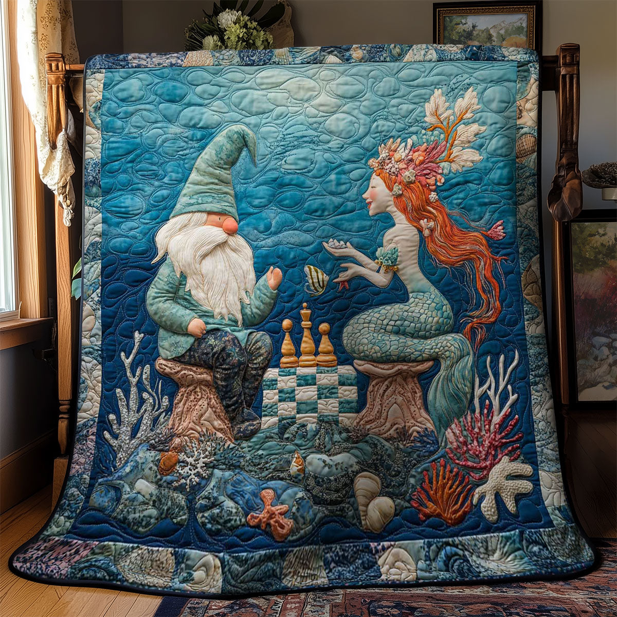 Undersea Chess Gnome WN0901037CL Quilt