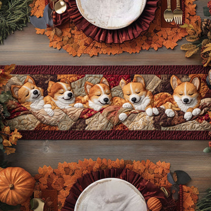Snug Corgi Squares WN1207077CL Quilted Table Runner