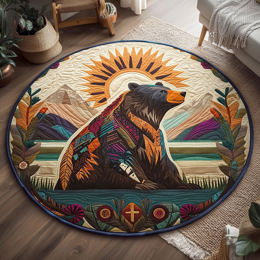 Tribal Bear Totem WJ3006045CL Quilted Round Mat
