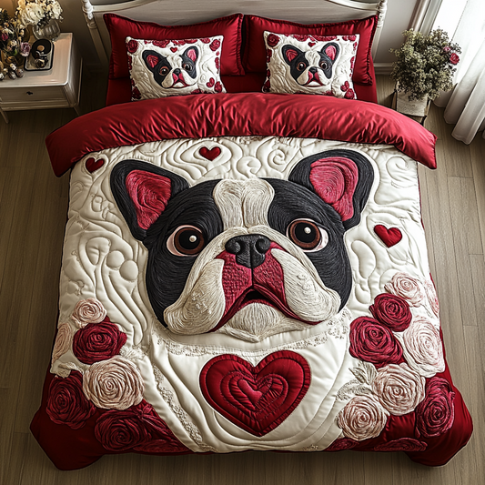Frenchie Hearts XR2912007CL Duvet Cover Set