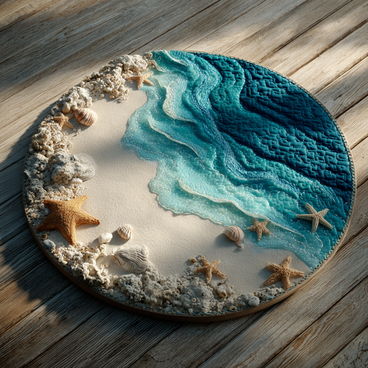 Coastal Seashell XR2801002CL Quilted Round Mat