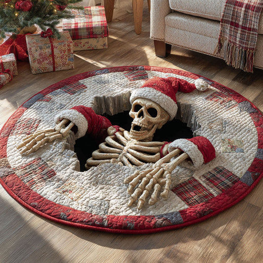 Skeleton Santa Spiral WN2609078CL Quilted Round Mat