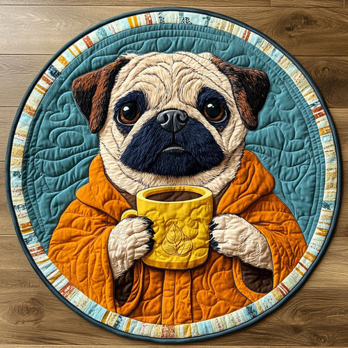 Coffee Pug CP0407008CL Quilted Round Mat