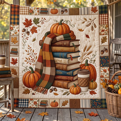 Autumn Books And Pumpkin Harvest WN2606001CL Quilt