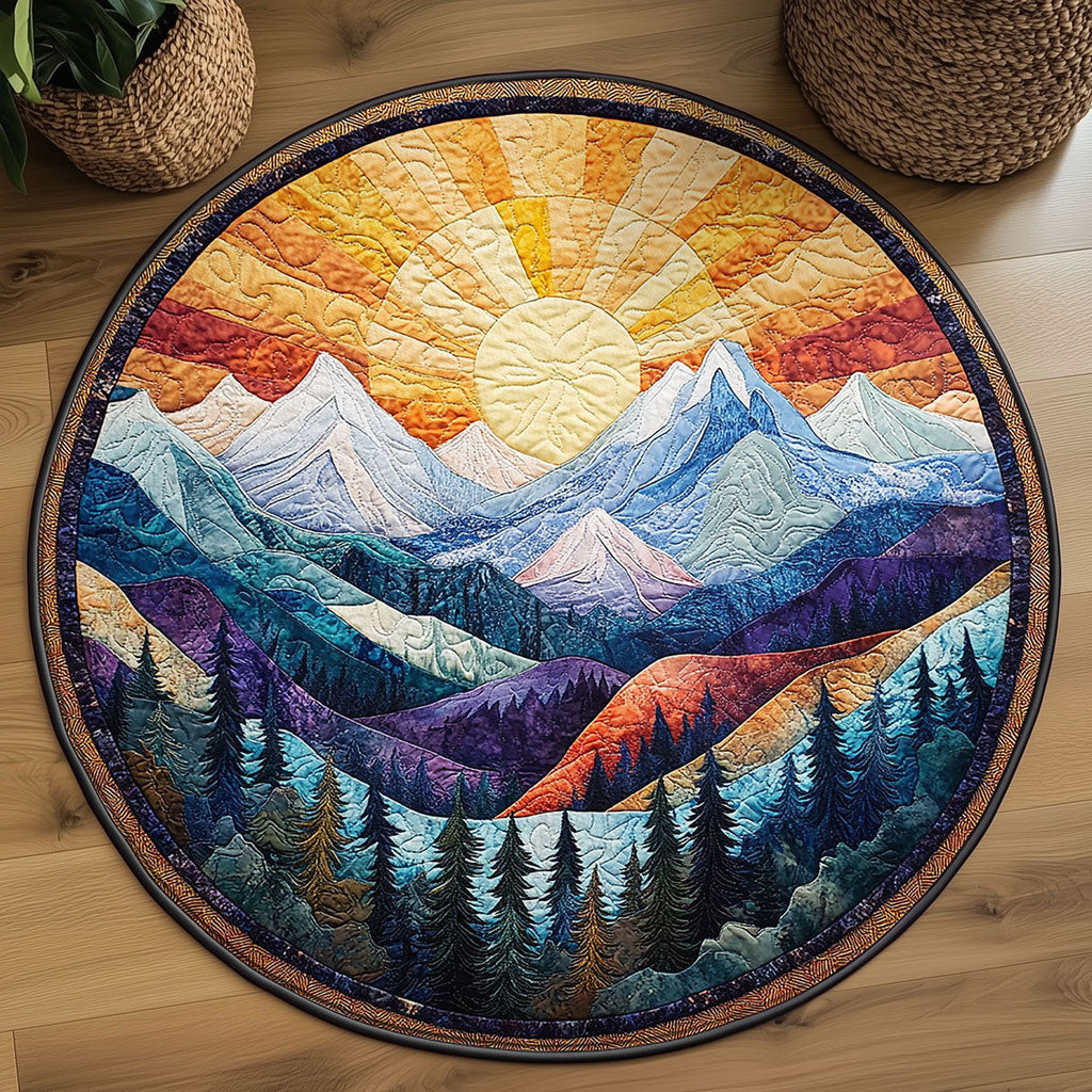 Golden Serenade Mountain WN1208037CL Quilted Round Mat