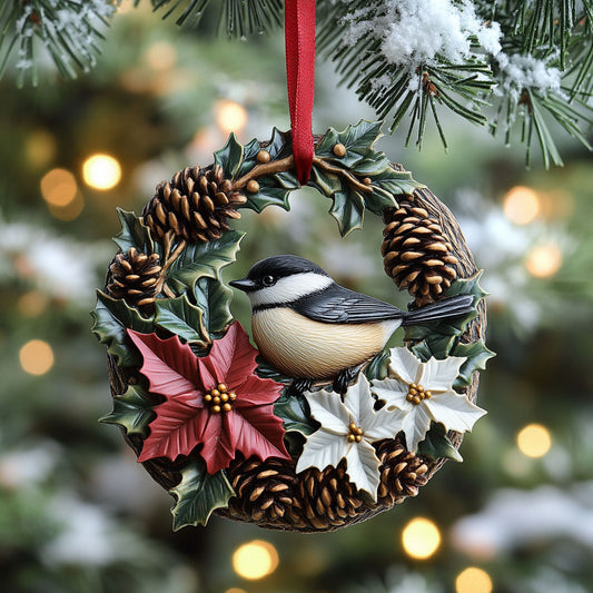 Christmas Wreath Chickadee WN2210011CL Christmas Ornament