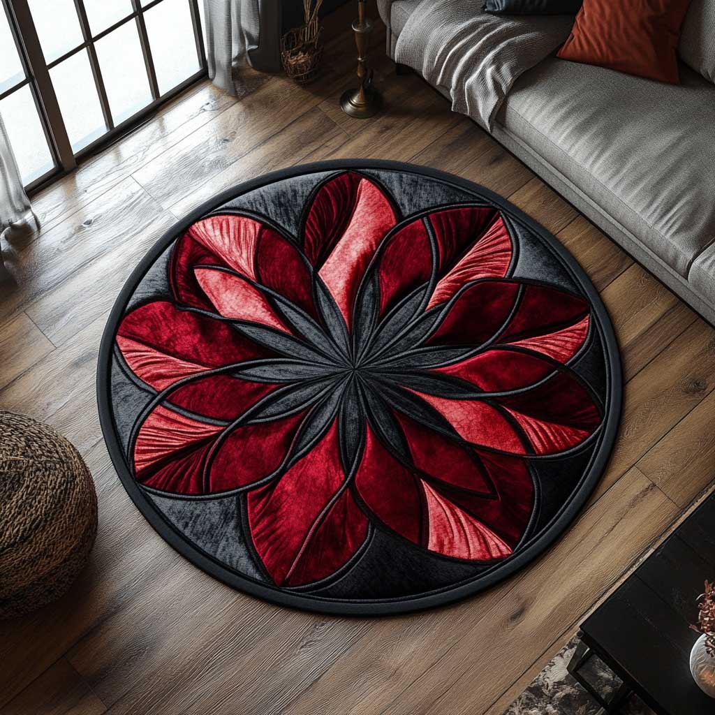 Dark Bloom Flower WN2904070CL Quilted Round Mat