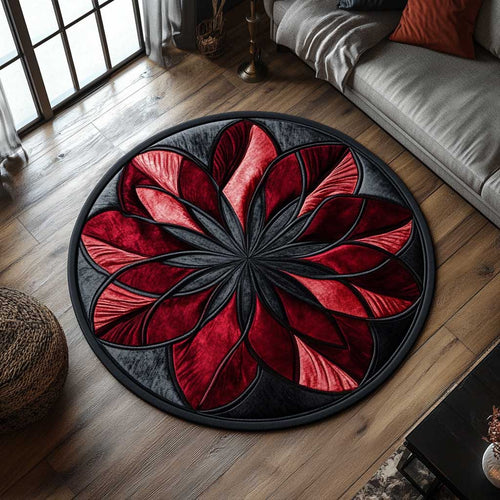 Dark Bloom Flower WN2904070CL Quilted Round Mat