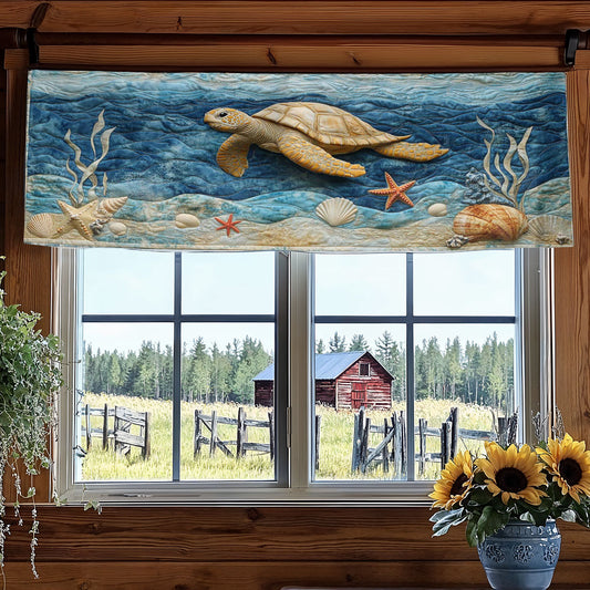 Aqua Turtle WN2003050CL Quilted Valance