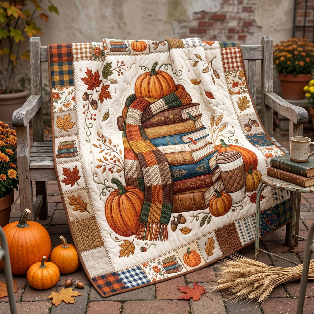 Autumn Books And Pumpkin Harvest WN2606001CL Quilt