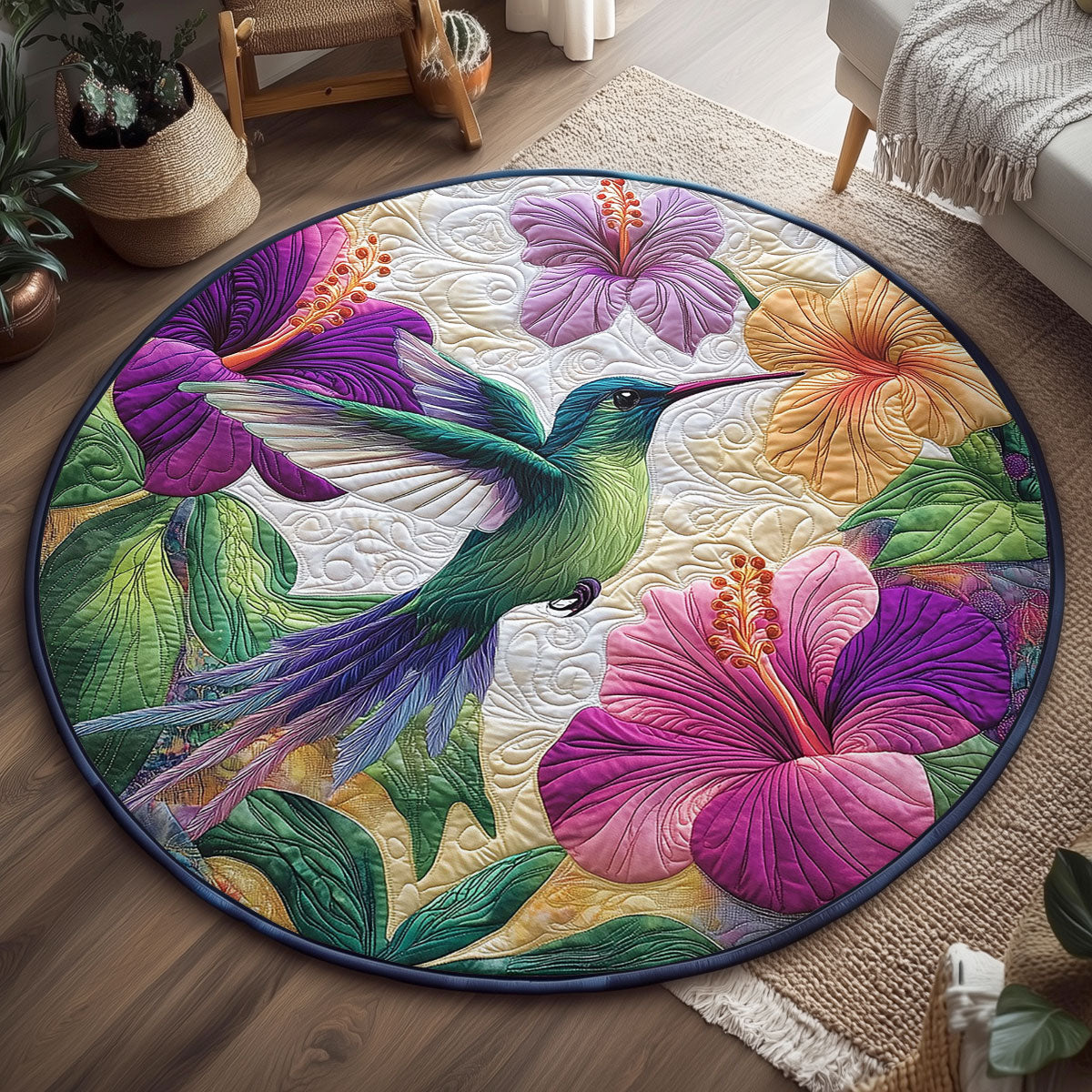 Hummingbird Enchanted WJ1606045CL Quilted Round Mat