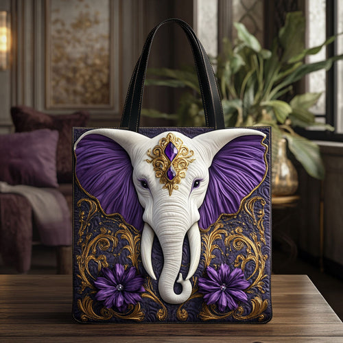 Royal Amethyst Elephant KL0912021CL Quilted Tote Bag