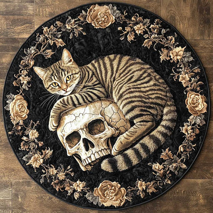 Dark Bloom Cat WN1605010CL Quilted Round Mat