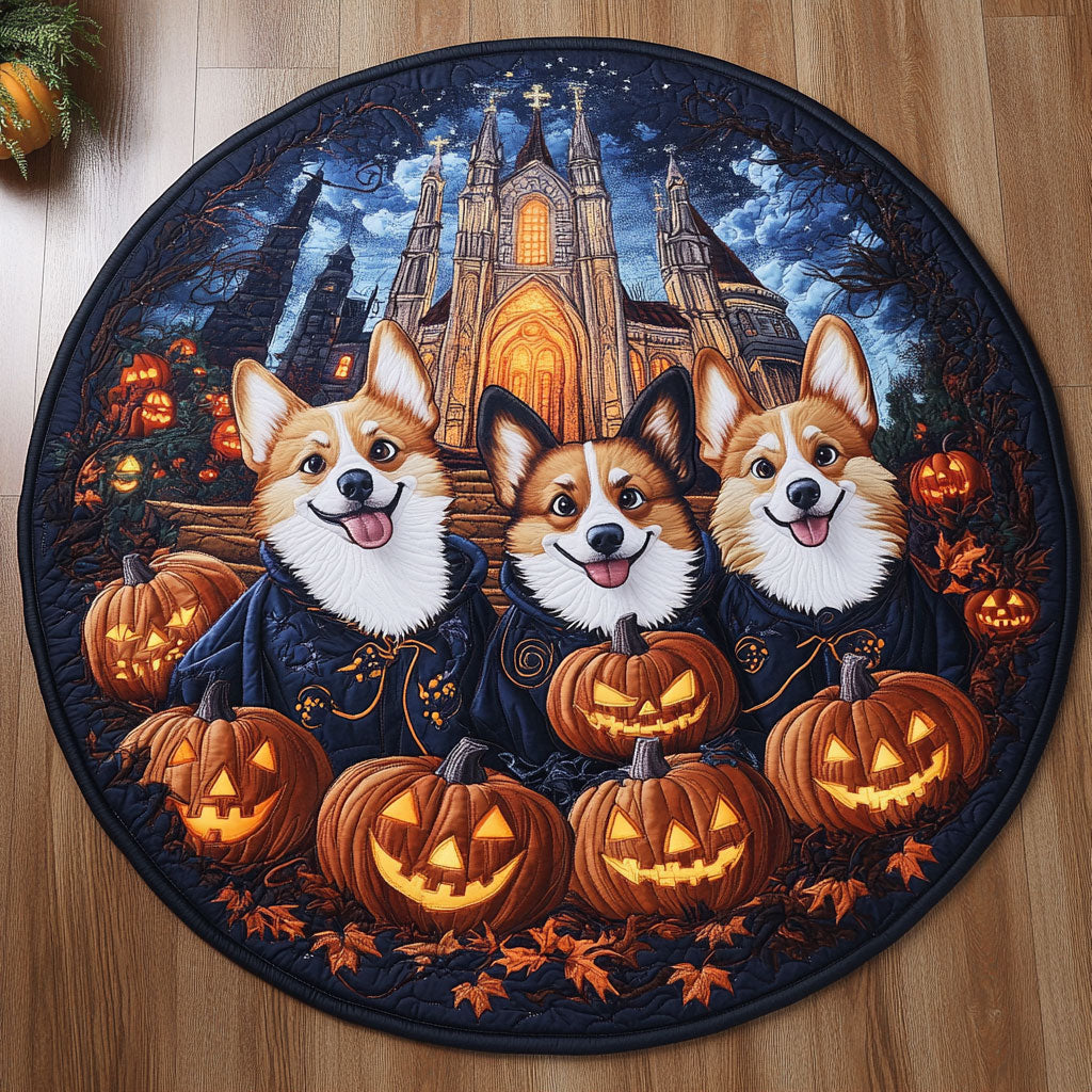 Twilight Corgi Tales WN3107071CL Quilted Round Mat