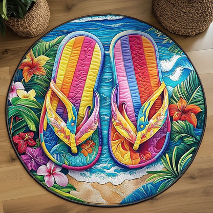 Flip Flops And Waves WN2005030CL Quilted Round Mat
