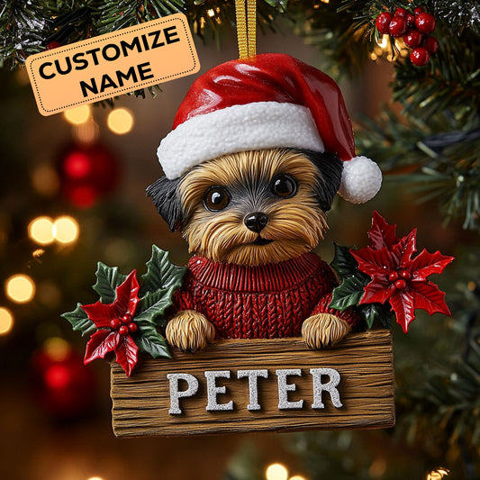Yorkie Noel CW2110036CL Personalized Christmas Ornament