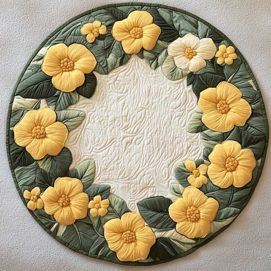 Golden Ring Flower WN1705026CL Quilted Round Mat