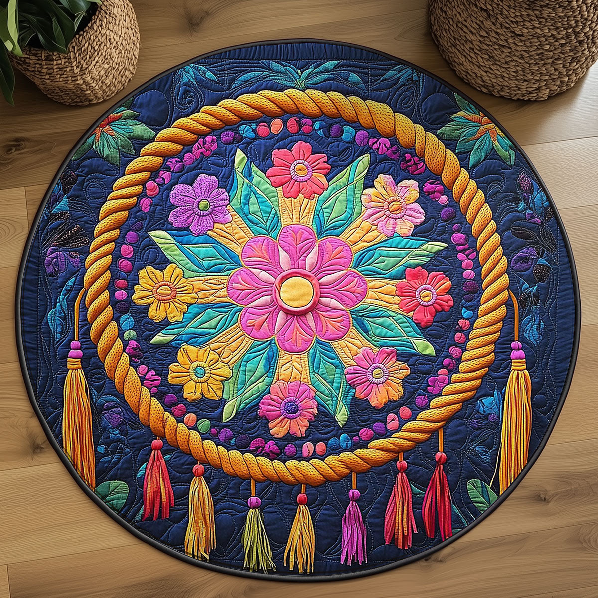 Boho Garden Mandala WJ0606044CL Quilted Round Mat