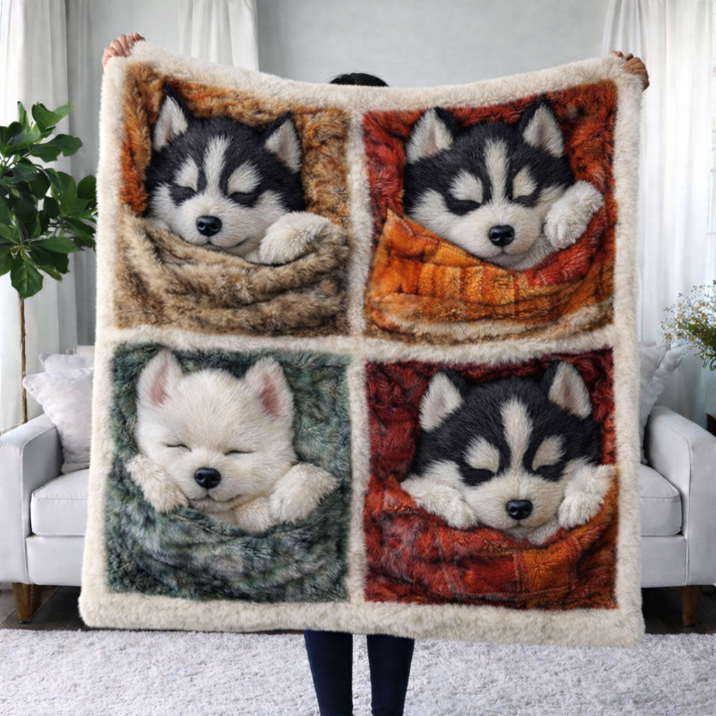 Huskies Cuddle CP2801007CL Faux Fur Throw Blanket