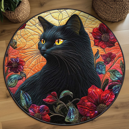 Velvet Shadows Cat WJ0907049CL Quilted Round Mat