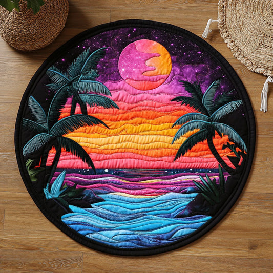 Tropical Surreal Sunset WJ0507047CL Quilted Round Mat