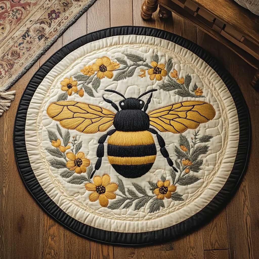Honey Bee Haven WN1903067CL Quilted Round Mat