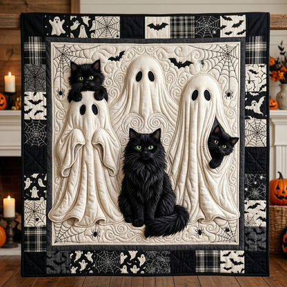 Spooky Black Cat Ghost WN0905017CL Quilt