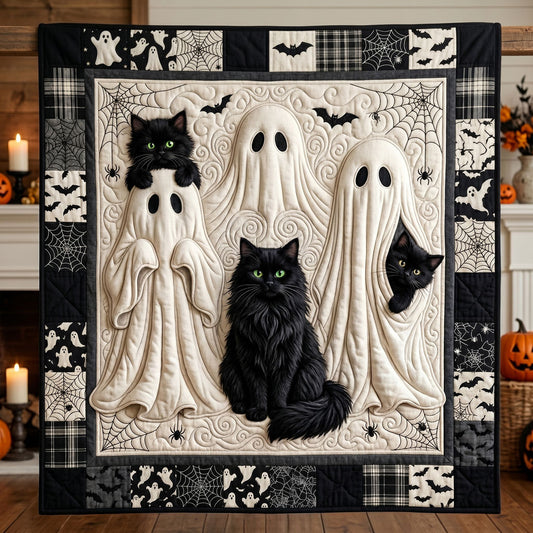 Spooky Black Cat Ghost WN0905017CL Quilt