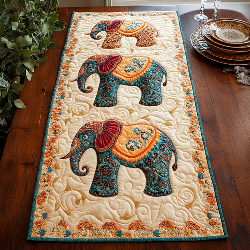 Ornate Elephant WJ0407035CL Quilted Table Runner