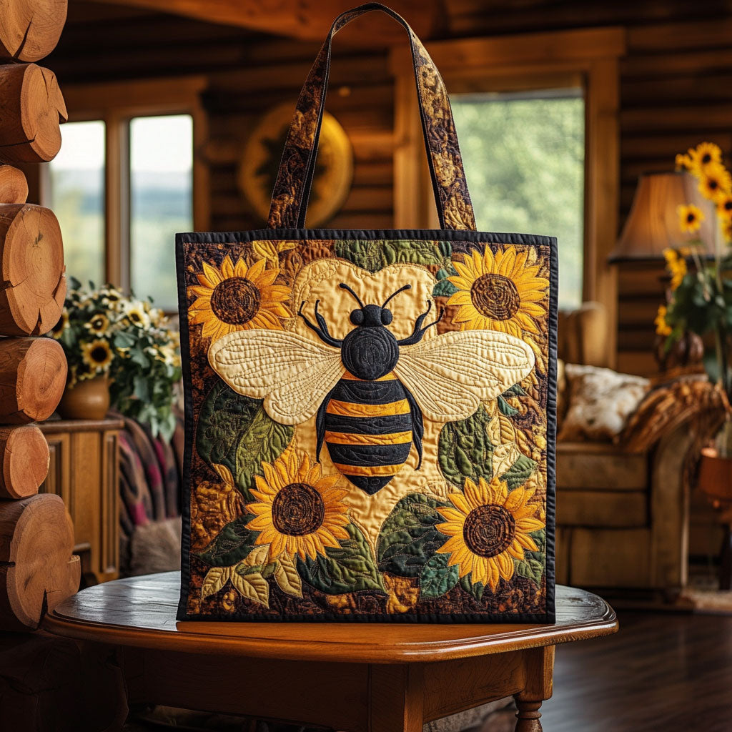 Vintage Sunflower Honeybee KL0312007CL Quilted Tote Bag