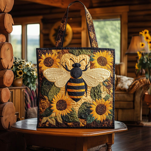 Vintage Sunflower Honeybee KL0312007CL Quilted Tote Bag