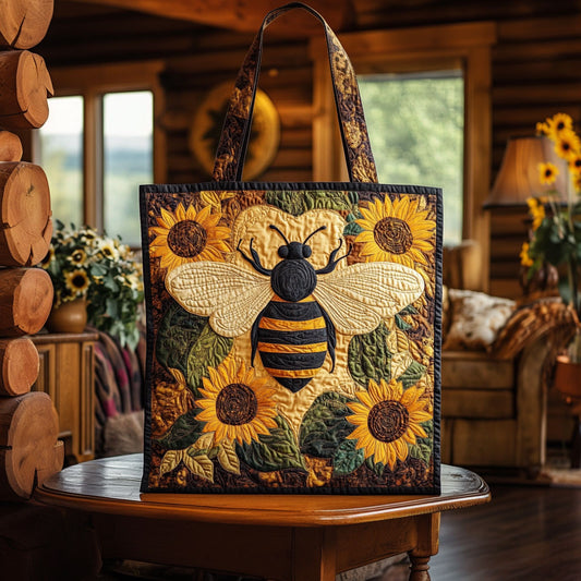 Vintage Sunflower Honeybee KL0312007CL Quilted Tote Bag