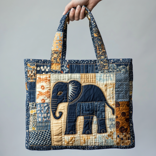 Elephant Patchwork XR0801009CL Quilted Tote Bag