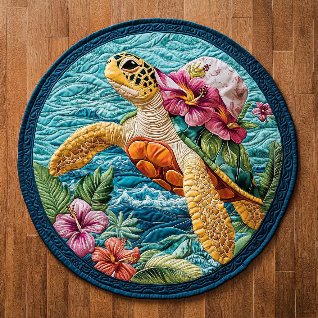 Turtle Whispers WN2406094CL Quilted Round Mat