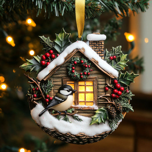 Snowy Nest Chickadee WN2210056CL Christmas Ornament