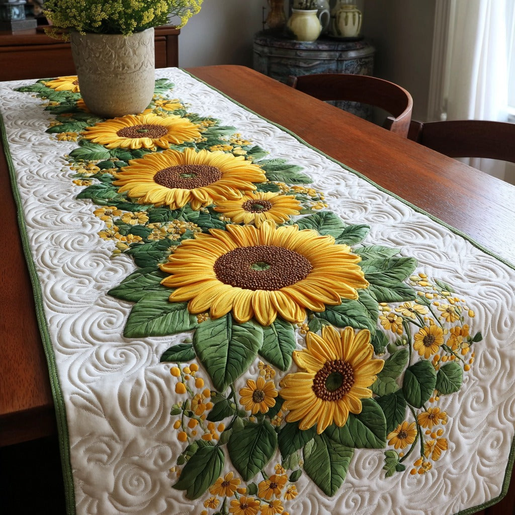 Golden Sunflowers XR1411012CL Quilted Table Runner
