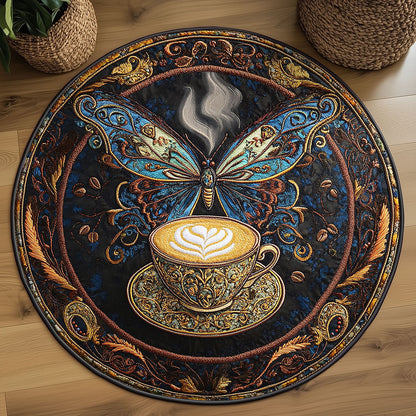 Butterfly Royal WN0406026CL Quilted Round Mat